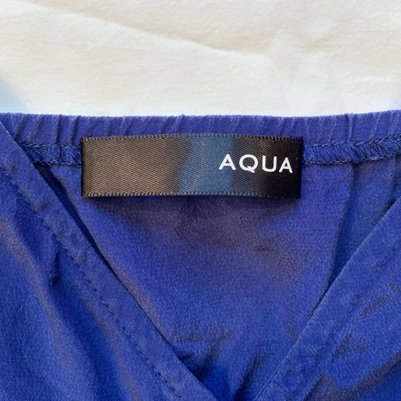 Aqua Mini Silk‎ Blue dress, v-neck, sleeveless, elastic high waist, size Medium - Picture 3 of 9